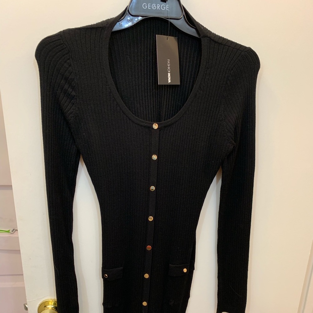 Brand new Fashion nova black dress with Buttons